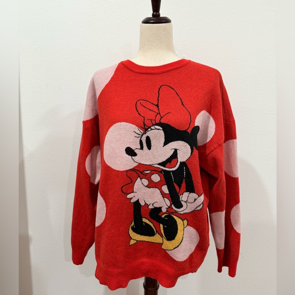 Disney Red Minnie Mouse Crew Neck Sweater